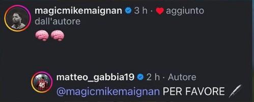 迈尼昂在加比亚社媒动态下留言，后者