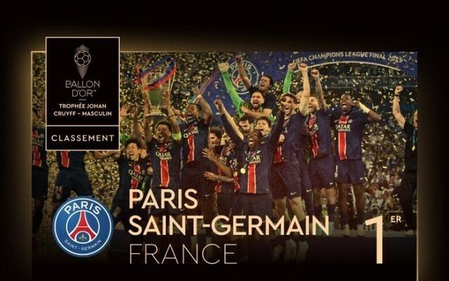 毫无悬念！官方：巴黎圣日耳曼获最佳俱乐部奖，上赛季加冕4冠王