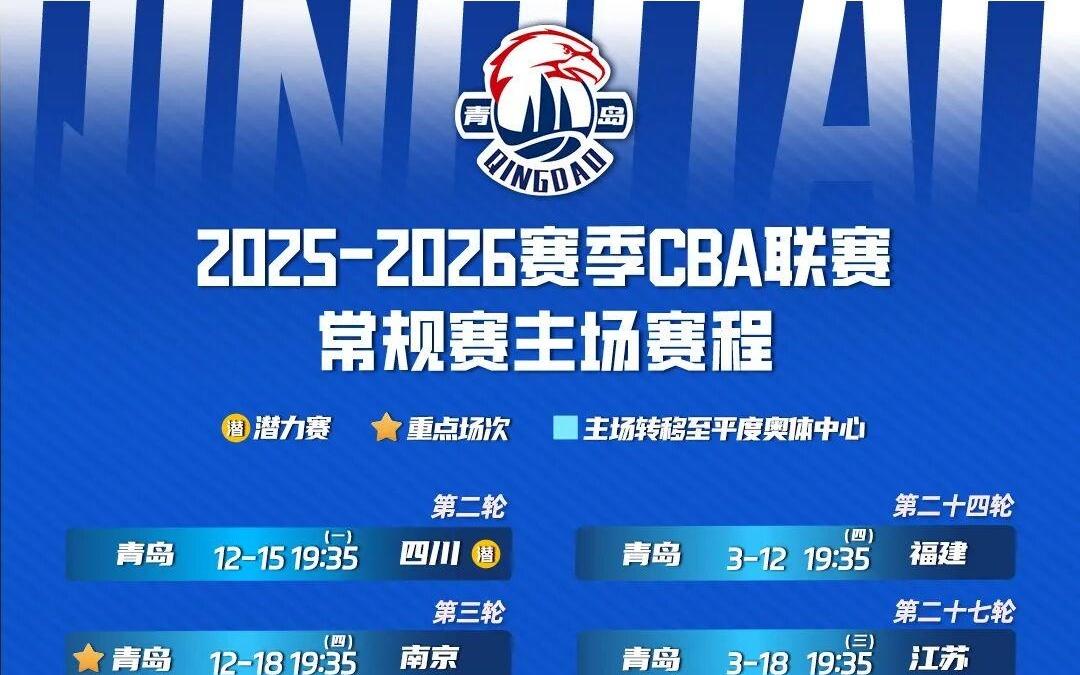 媒体预约20252026赛季CBA联赛青岛男篮主场