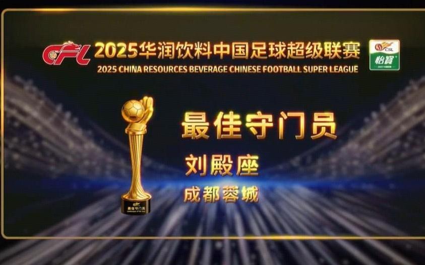官方：刘殿座当选2025赛季中超最佳守门员，本赛季中超实现10次零封